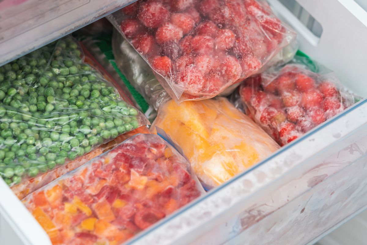 Bags,With,Frozen,Vegetables,In,Refrigerator.,Frozen,Fruits,And,Vegetables.