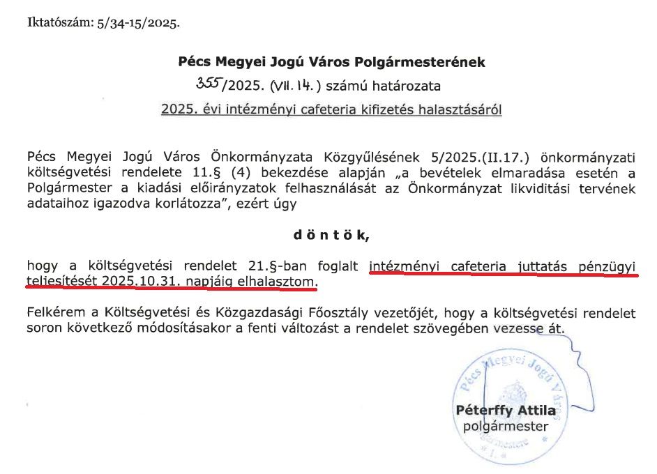 A cafeteria Pécsen csúszik - ezt rendelte el Péterffy Attila